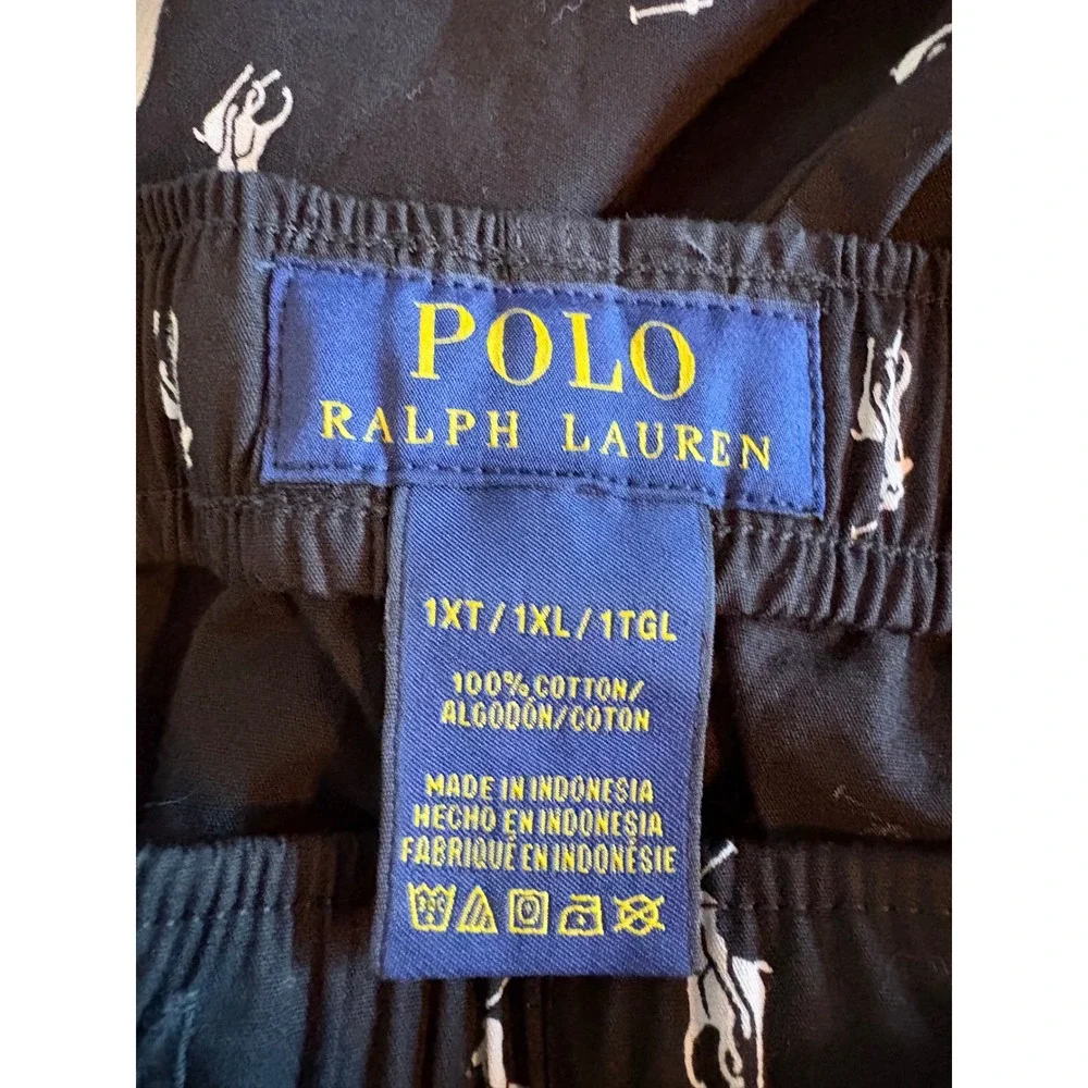 Polo Ralph Lauren Mens 1XT Black All Over Pony Logo Cotton Pajama Pants‎ XL Tall